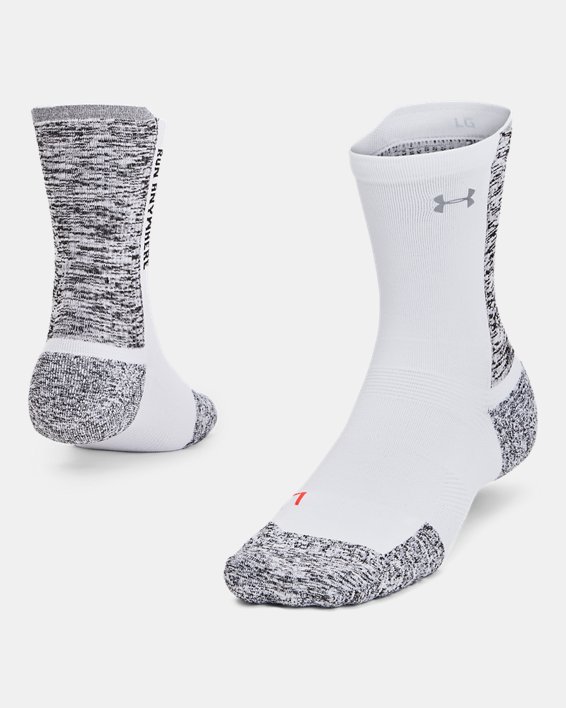 Unisex UA ArmourDry™ Run Cushion Mid-Crew Socks in White image number 0
